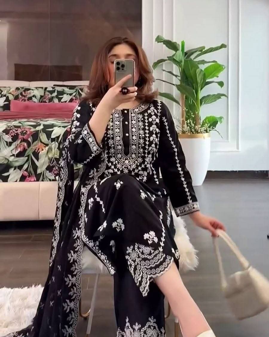 Embroidery Cotton Three Piece