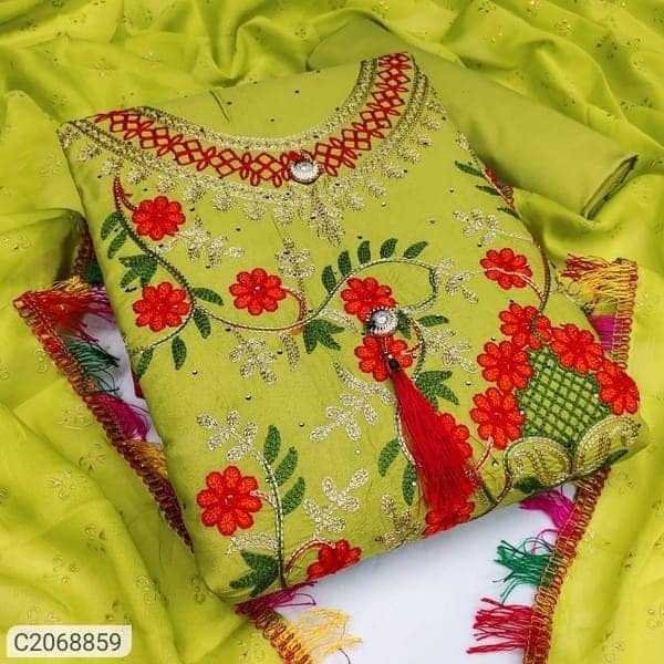 কাশ্মীরী আড়ি এম্ব্রডারী থ্রি-পিচ।