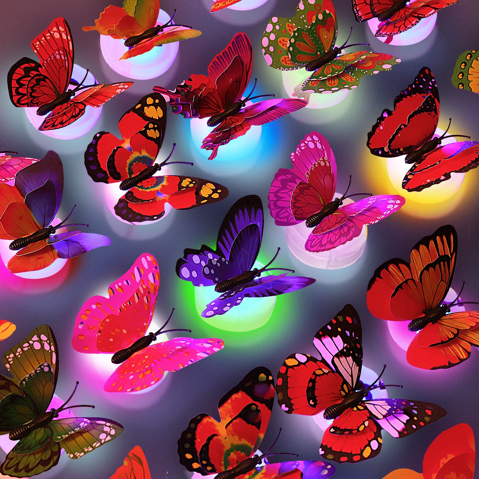 3D Colorful LED Butterfly Wall Lights – Decorative Night Lamps for Home & Party Decor