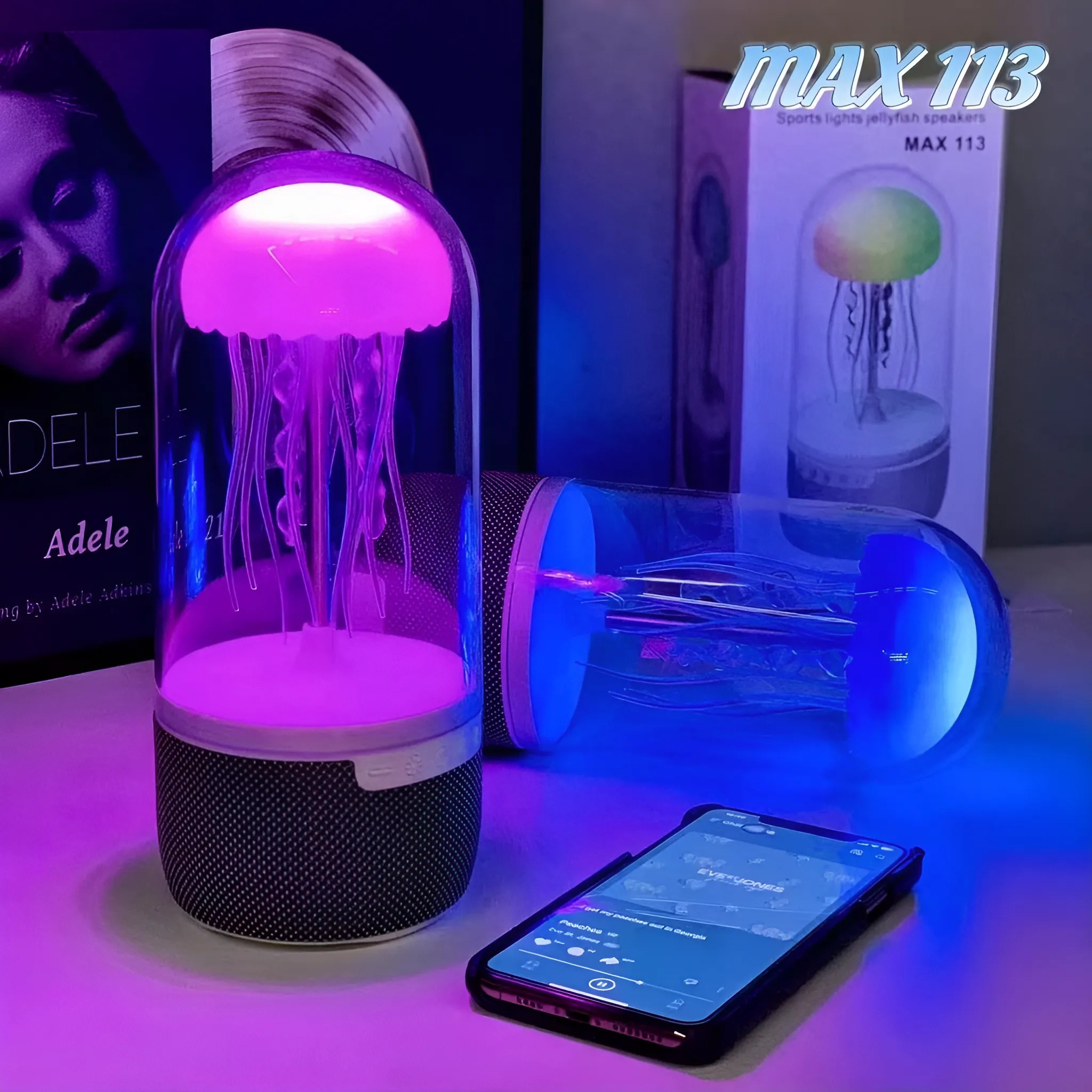 MAX-113 Jellyfish Speaker with LED Lights – Bluetooth Music Lamp