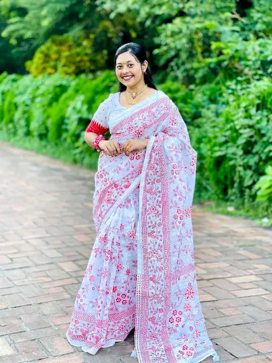 Half Silk Skin Print Sharee
