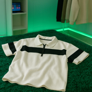 Bluhong Half Zip Ribbed Polo T-Shirt