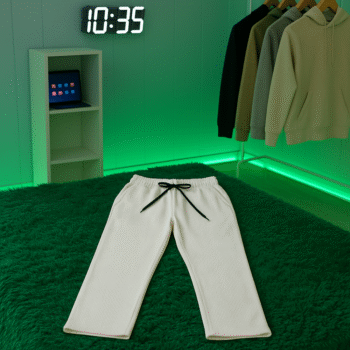 🤍 Ribbed Relaxed Fit Lounge Pants – White Edition