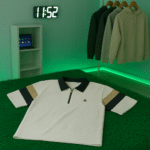 Tri-Tone Half Zip Ribbed Polo T-Shirt